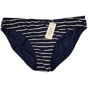 Vineyard Vines Break Stripe Classic Bikini Bottom Women's Size 2X Navy White NWT